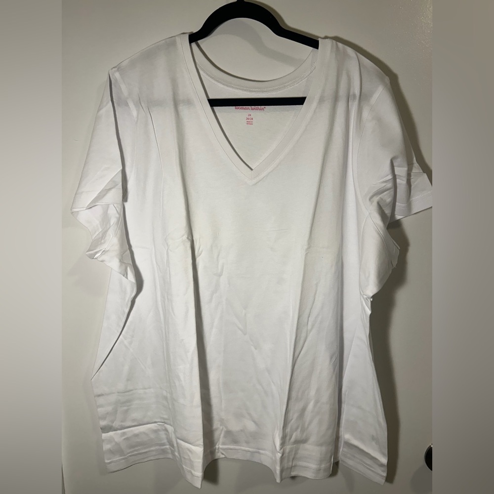 NTW Woman Within White Short Sleeve Top